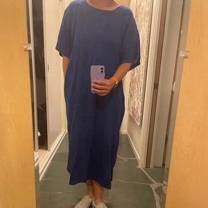 Blue linen Black Crane dress